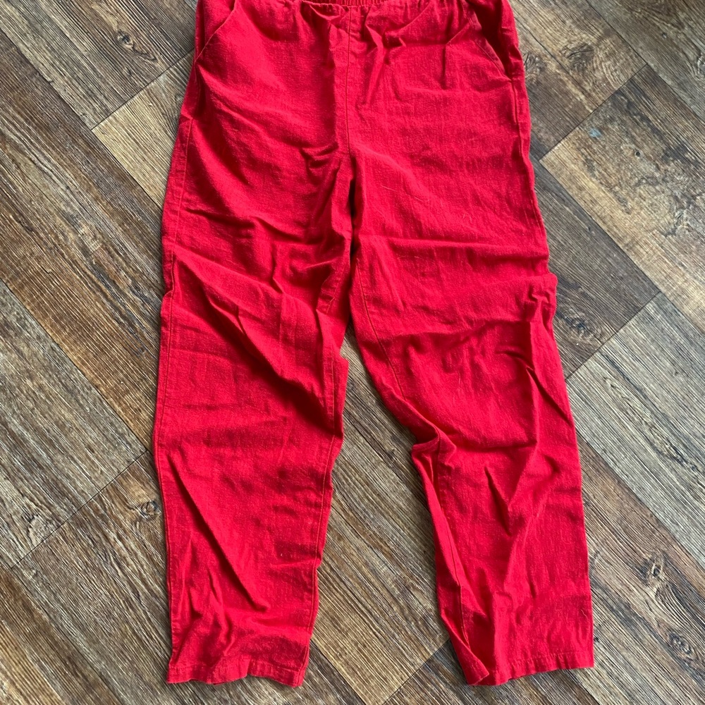 Red cotton pants
